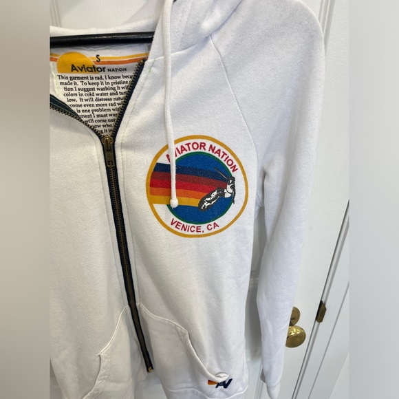Aviator Nation, White zip up sweatshirt, women’s size Small - Picture 3 of 6